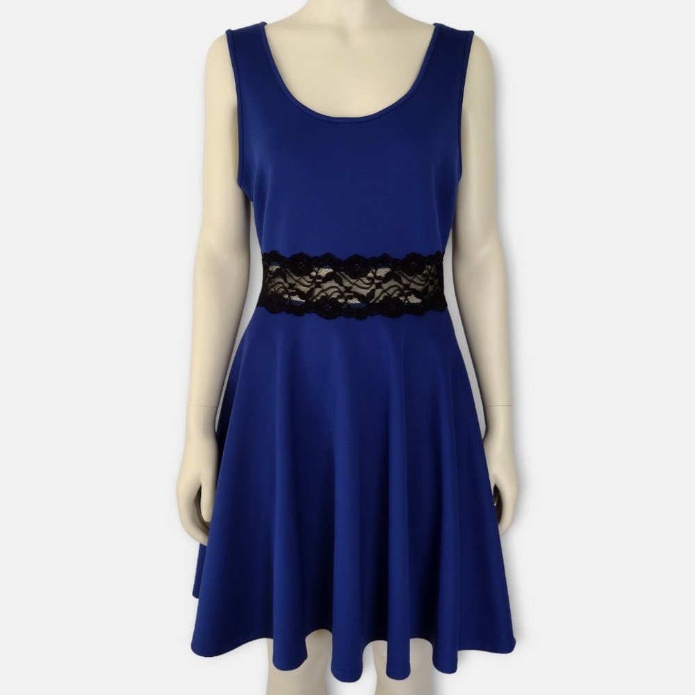 Velvet Room Blue Retro Fit and Flare Stretch Dress